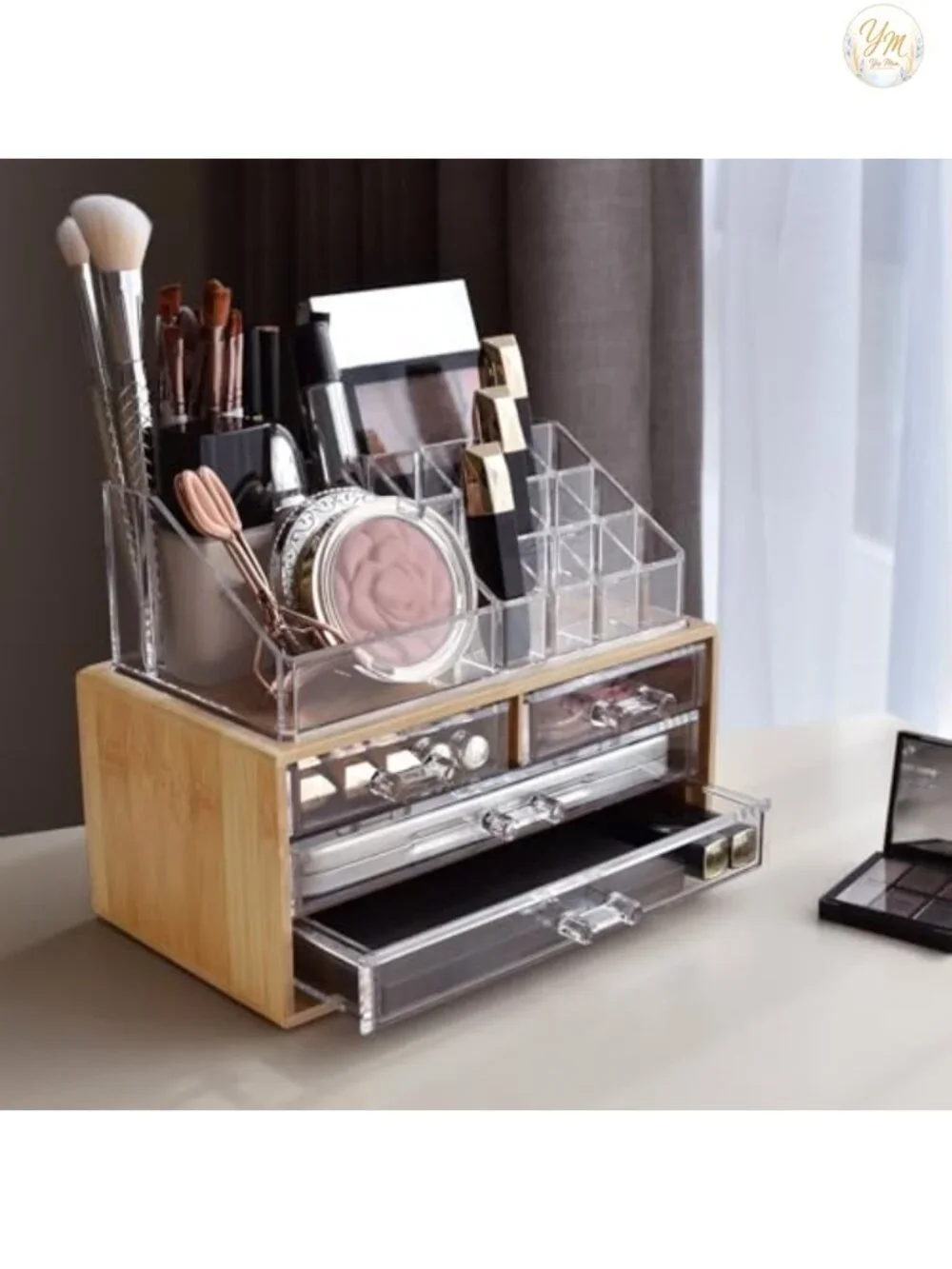 Clear Acrylic Makeup Organizer with 4 Drawers and 12 Lipstick Slots